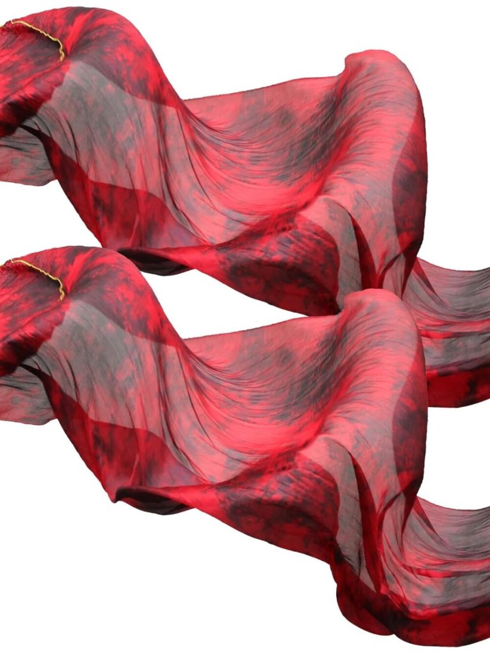 1 PairLeft+Right Women Real Silk Belly Dance Fan Veil, Length 180cm Width 90cm